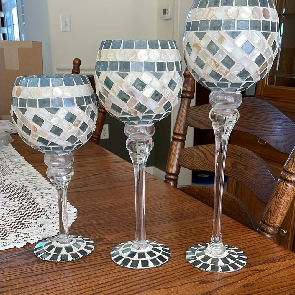 Elegant Mosaic Candle Holders (Set) - Picture 2 of 5